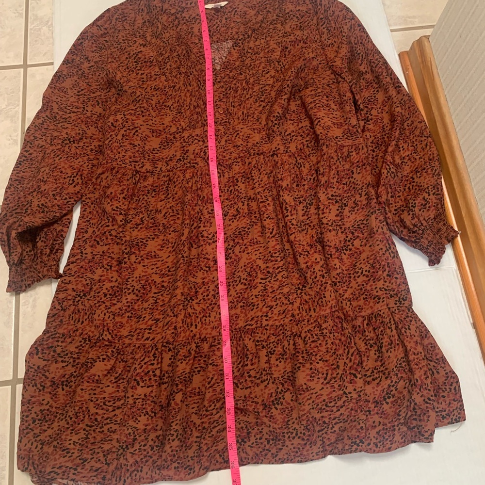 Terra & Sky Long Sleeve Rust Pleated DressTiered Babydoll Style SZ 1X 16-18 - Picture 9 of 14